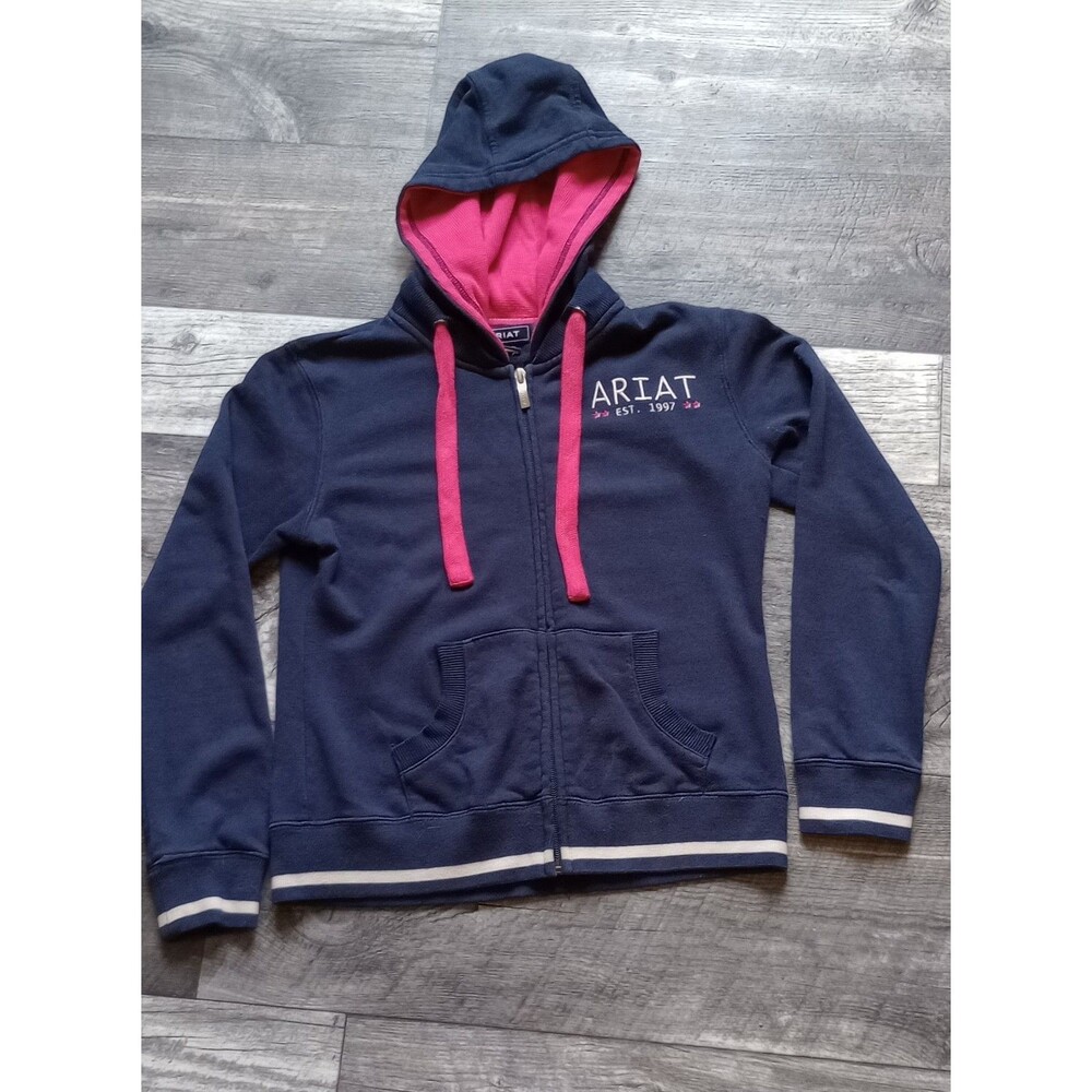 Ariat Girls M (10) Blue/Pink Hoodie With  Ariat Logo On Back